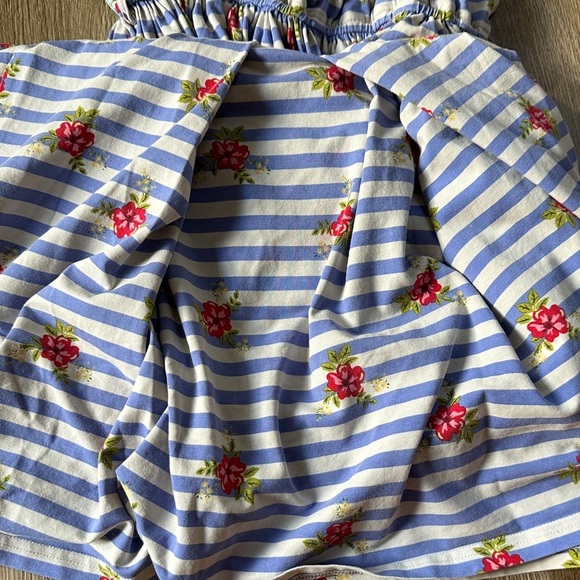 Matilda Jane Blue and White Striped Dress with Floral Accents - Picture 5 of 5